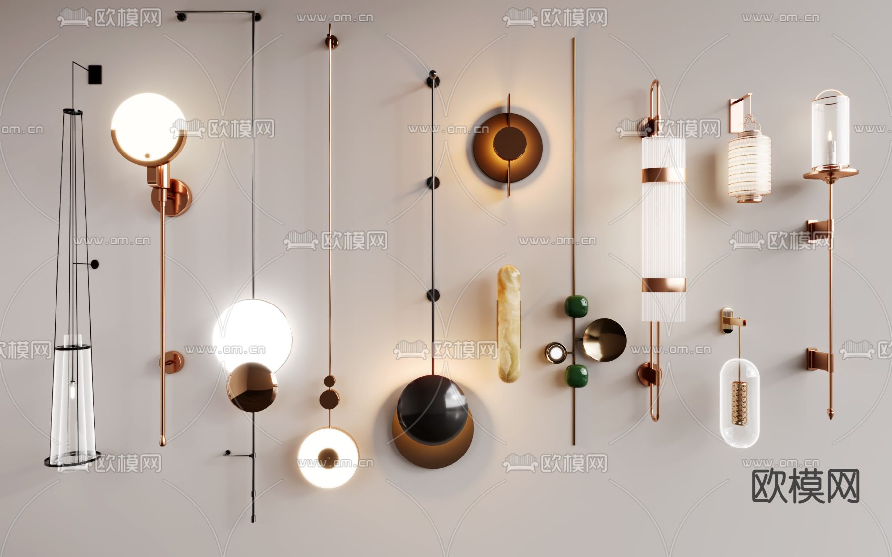 轻奢壁灯3d模型下载