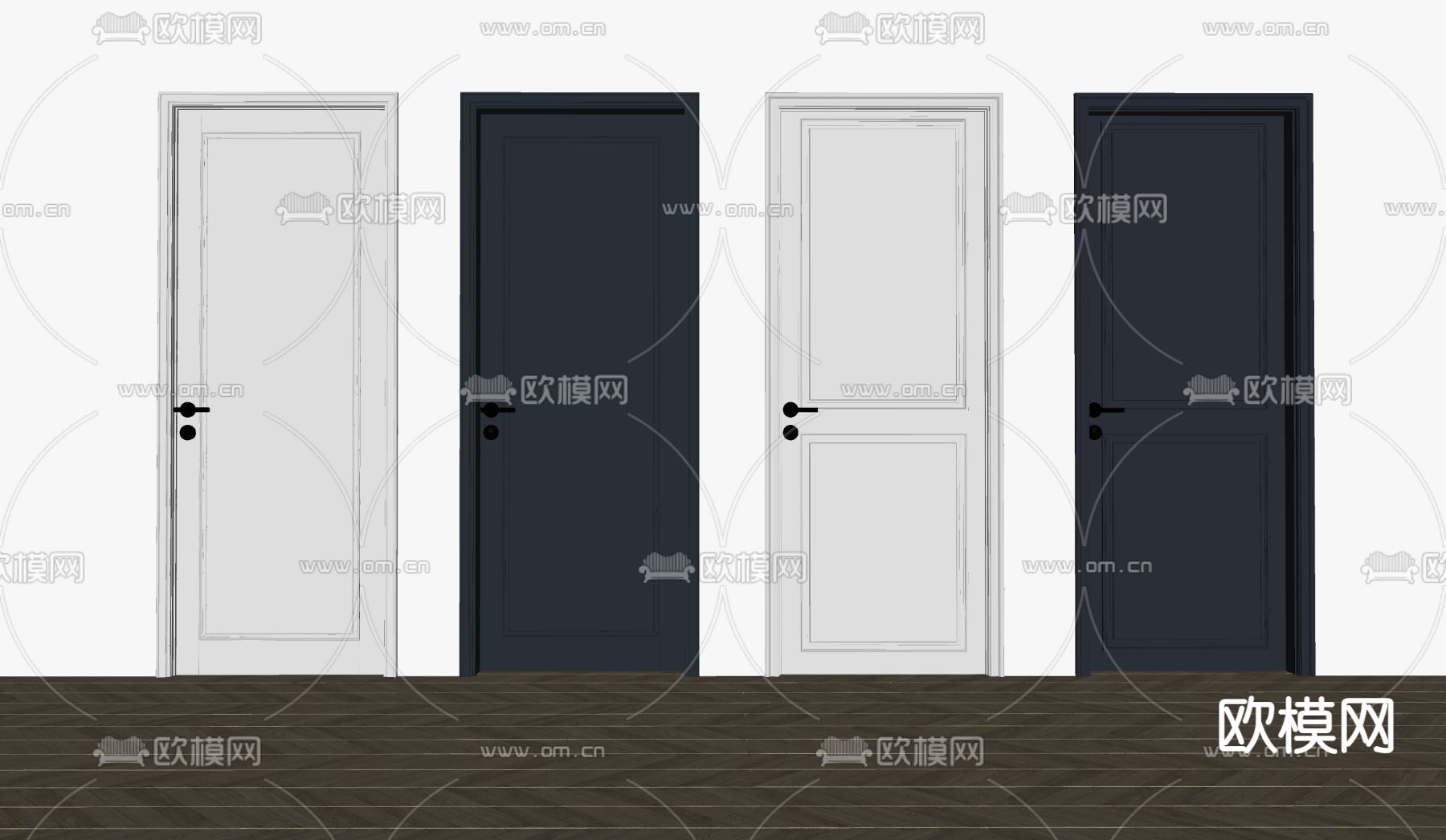 现代极简房门su模型下载（渲染图2）