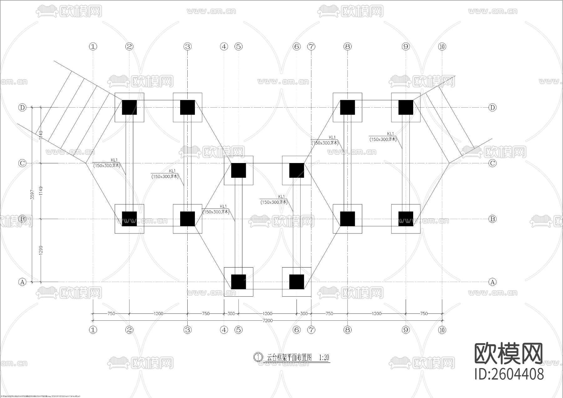 五角边组合亲水木平台节点大样下载（渲染图4）