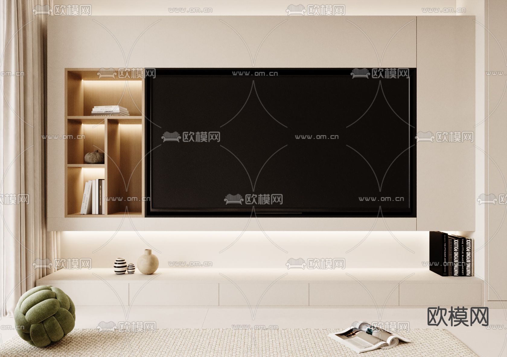 电视背景墙3d模型下载