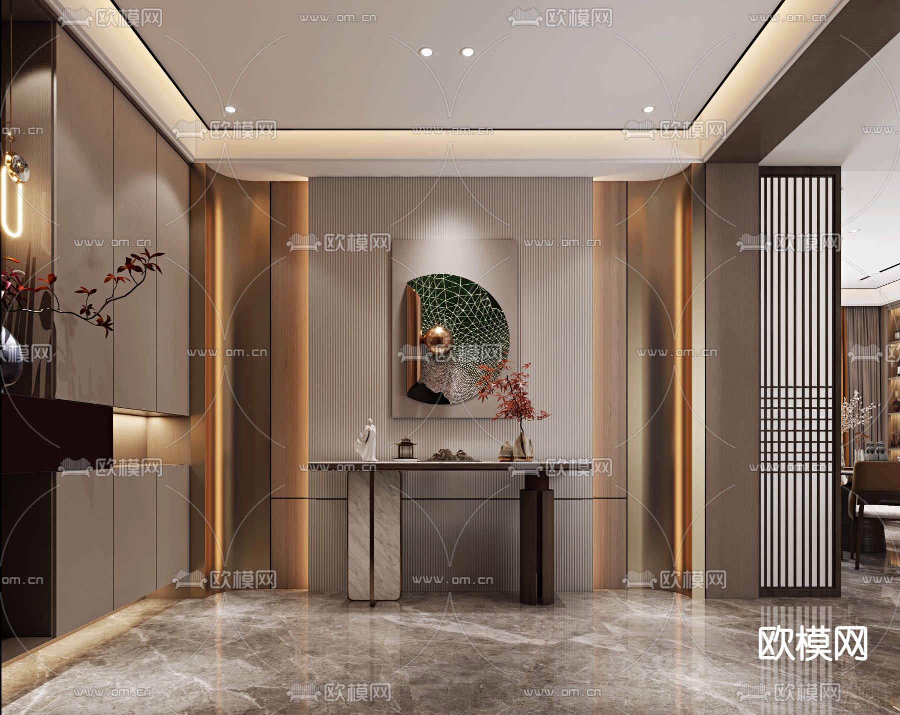 新中式玄关柜 端景柜3d模型下载