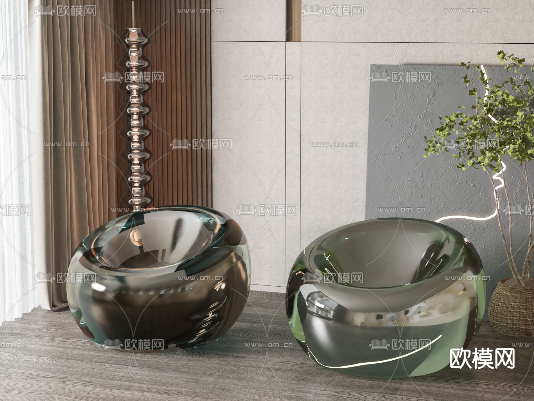 现代单人沙发3d模型下载