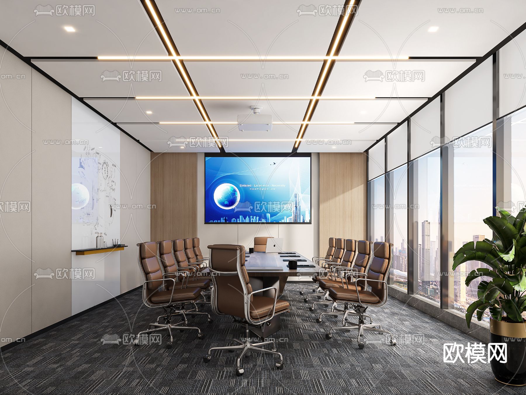 现代会议室3d模型下载