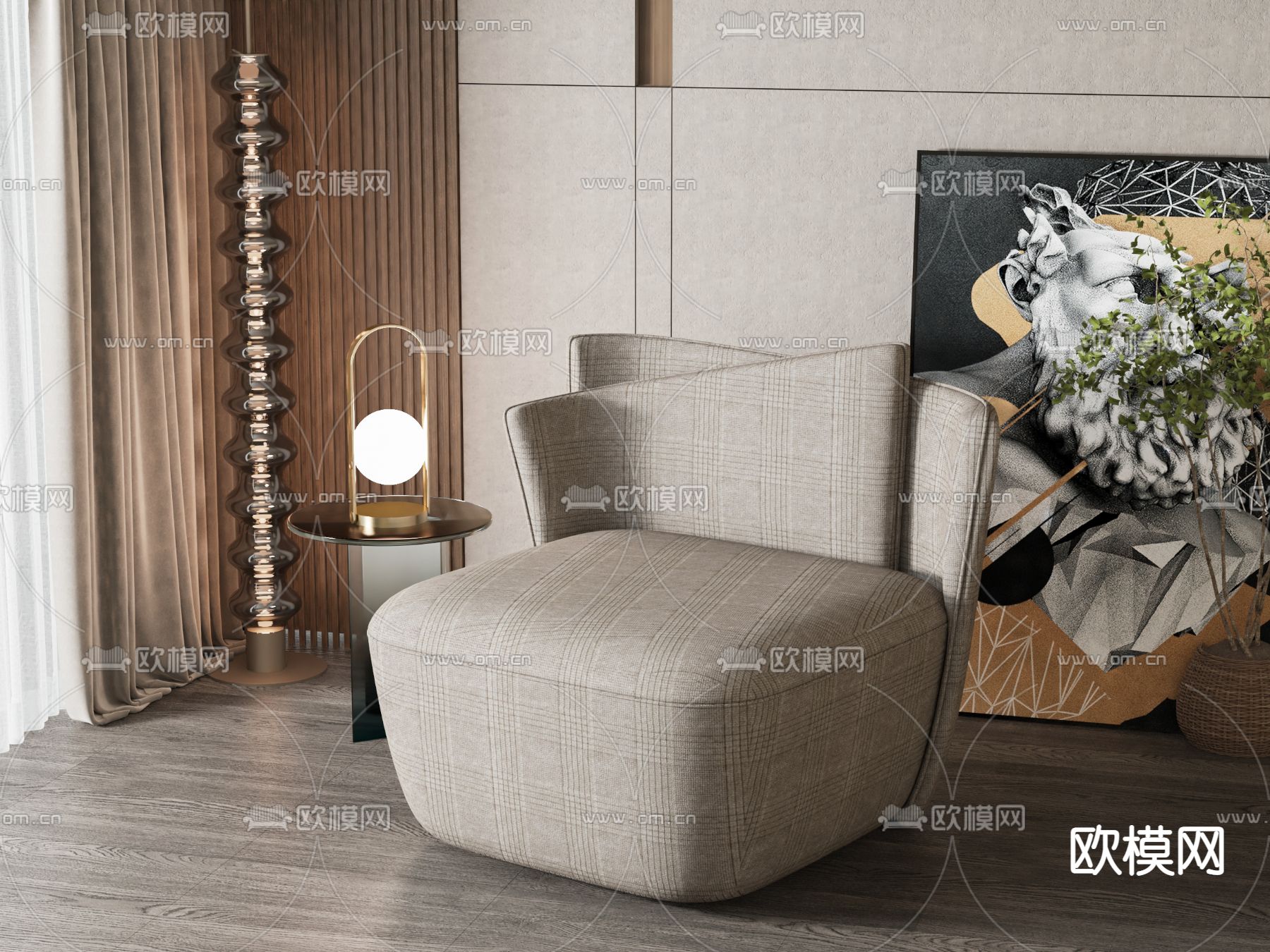 单人沙发3d模型下载