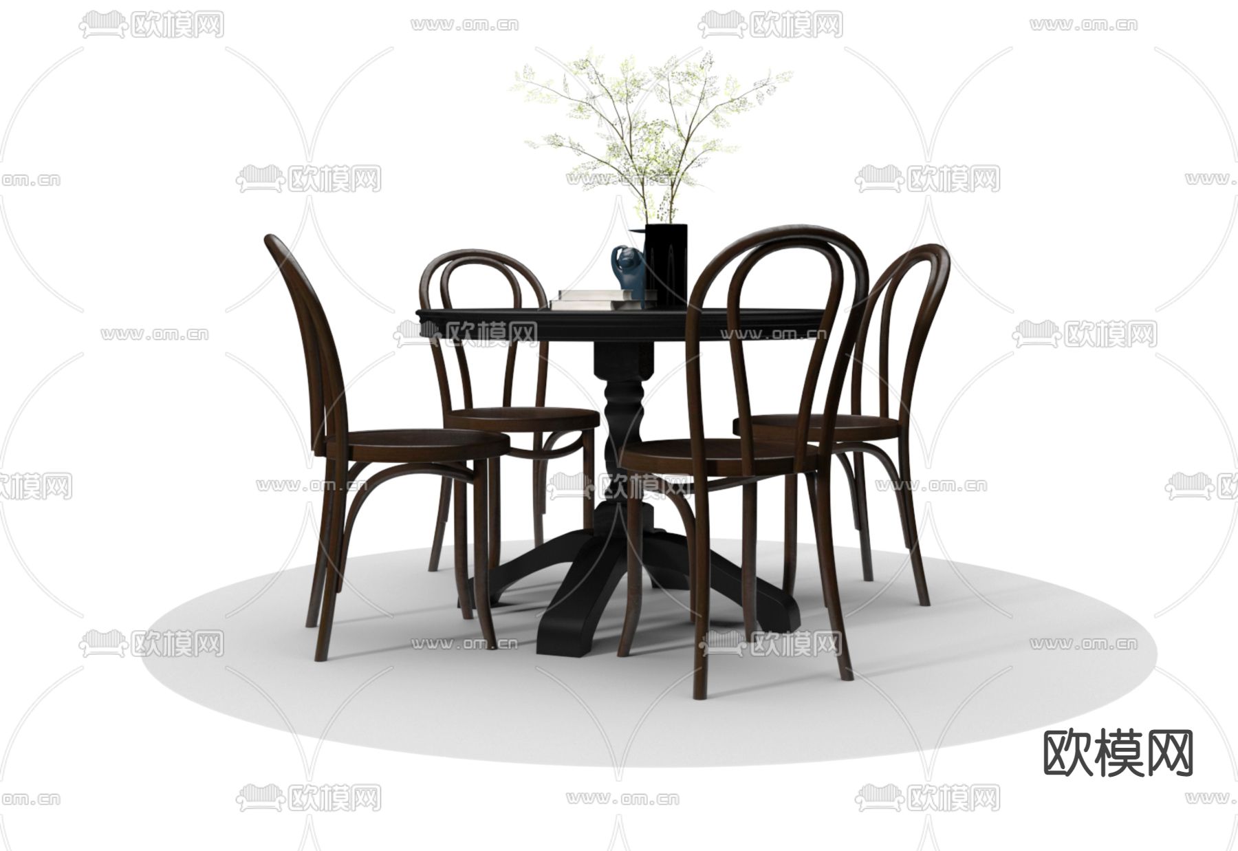 中古风桌椅 休闲桌椅3d模型下载（渲染图1）