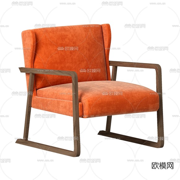 REVO 橙色休闲椅子3d模型下载(渲染图1)
