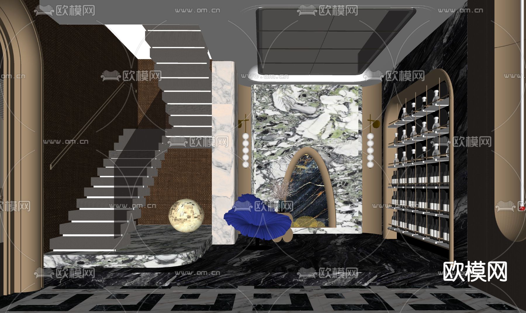 轻奢酒吧su模型下载（渲染图2）