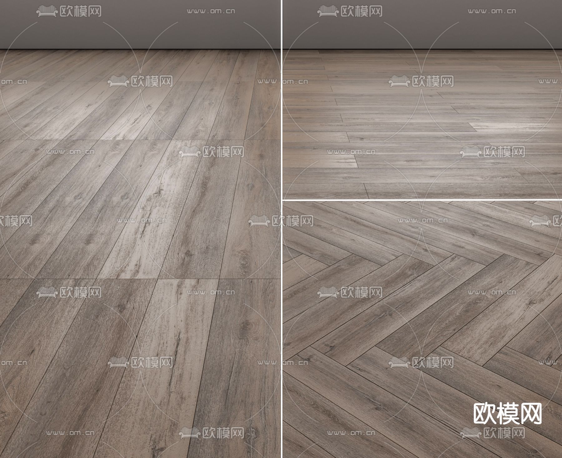 现代木地板su模型
