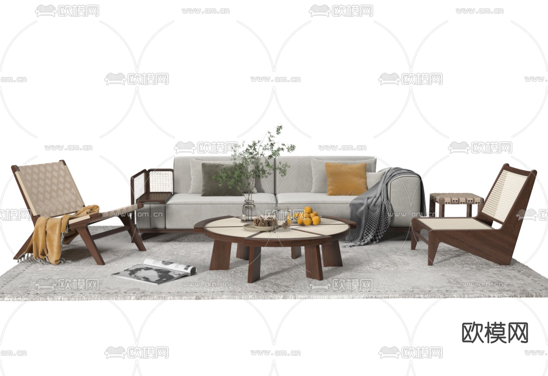 北欧组合沙发3d模型下载（渲染图2）