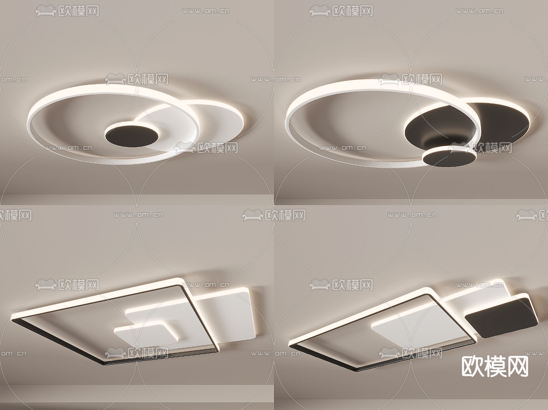 几何吸顶灯3d模型