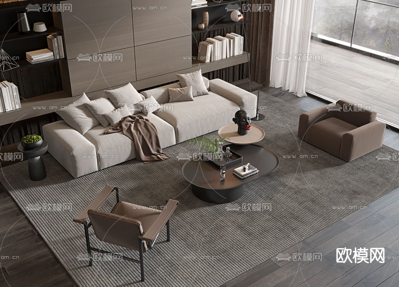 现代组合沙发3d模型下载_ID14055687_3dmax免费模型-欧模网