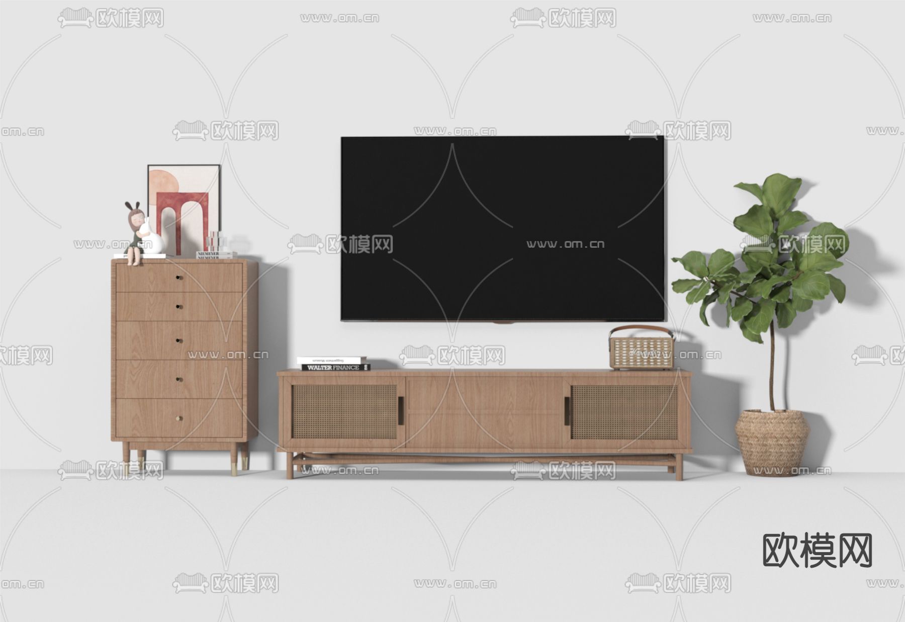 现代电视柜3d模型下载