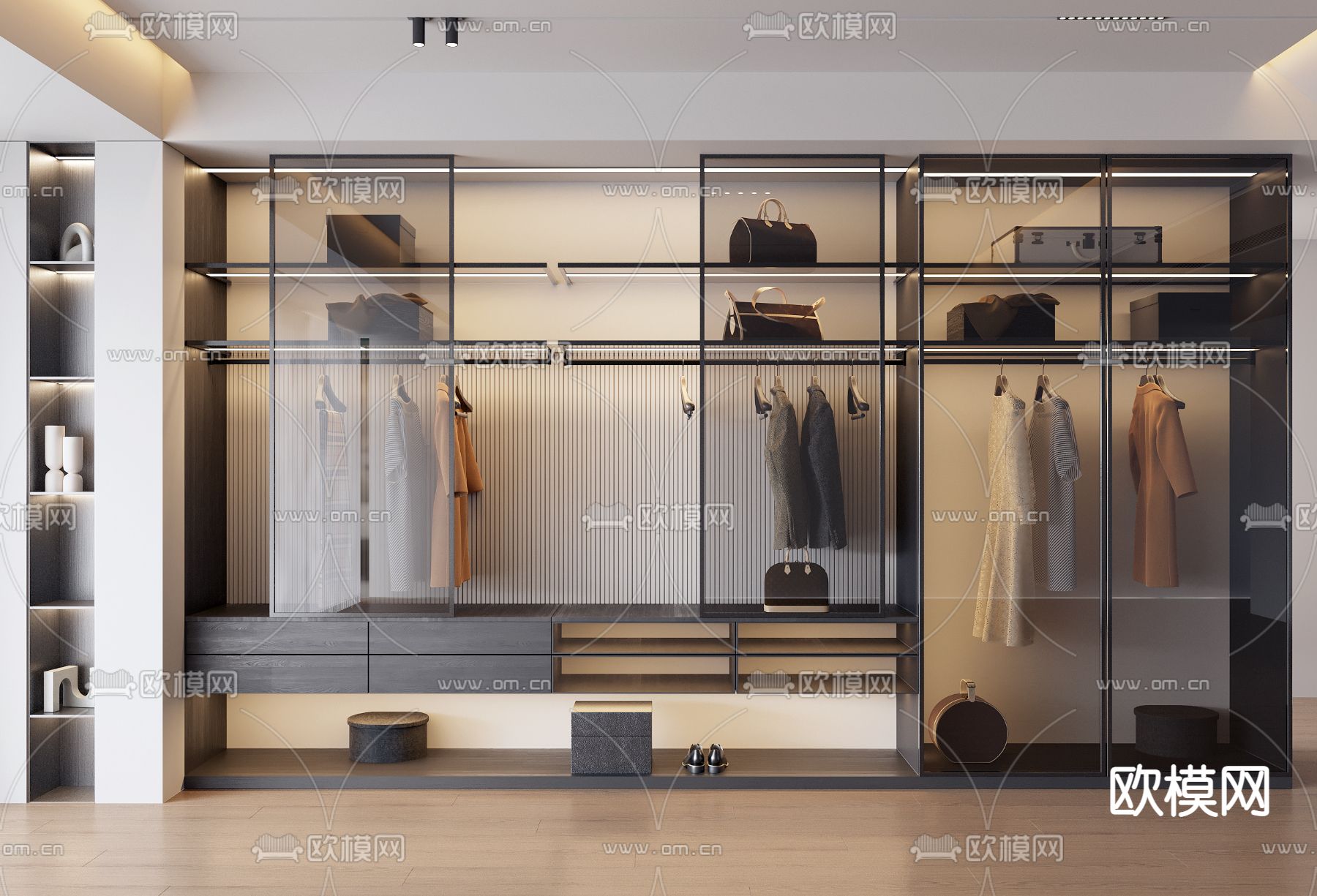 玻璃衣柜 衣橱3d模型下载