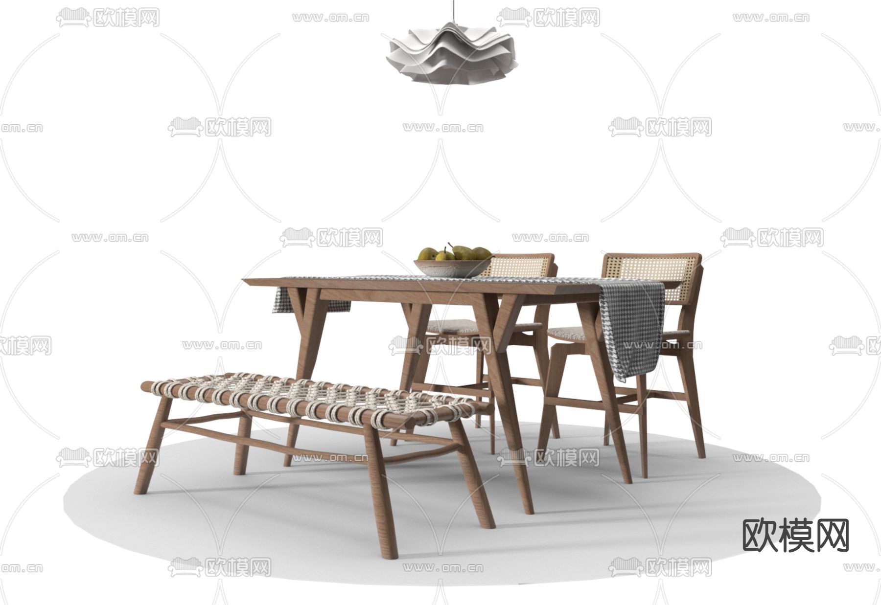 北欧餐桌椅3d模型下载（渲染图1）