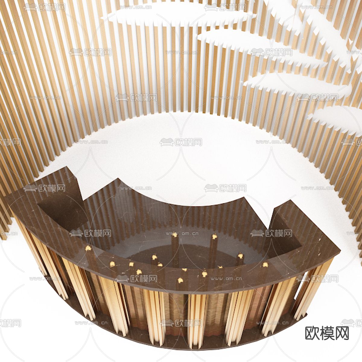 轻奢前台 接待台su模型