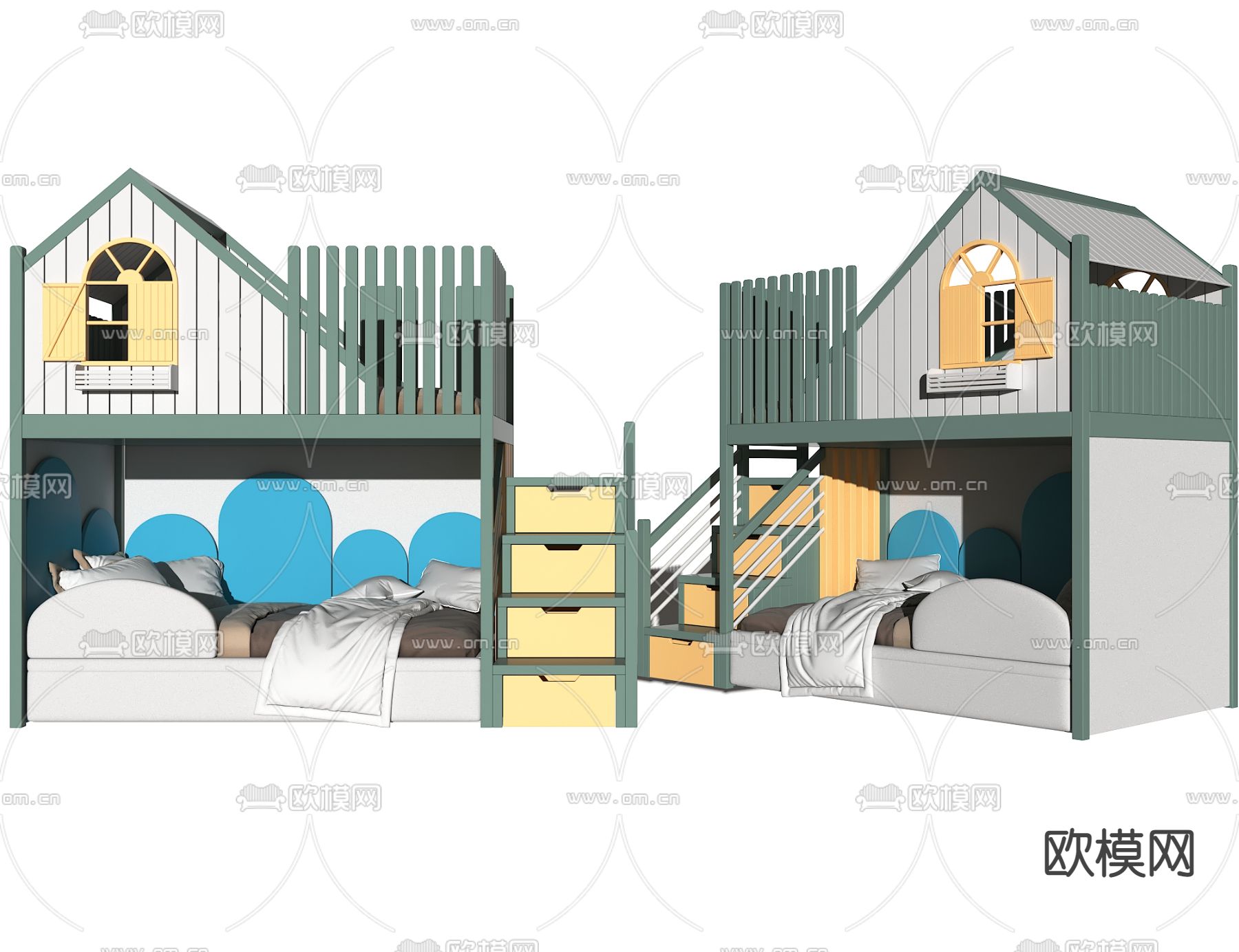 上下铺床 儿童床3d模型下载