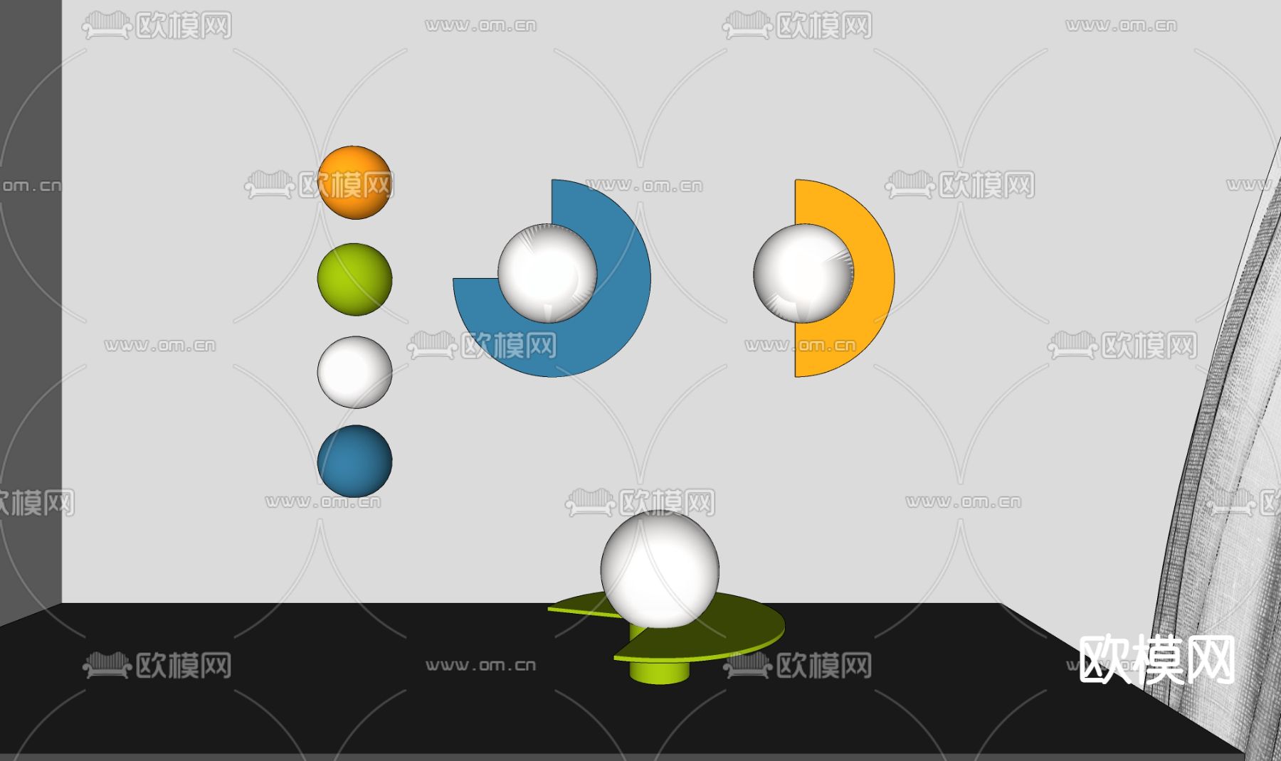 儿童壁灯su模型下载（渲染图2）