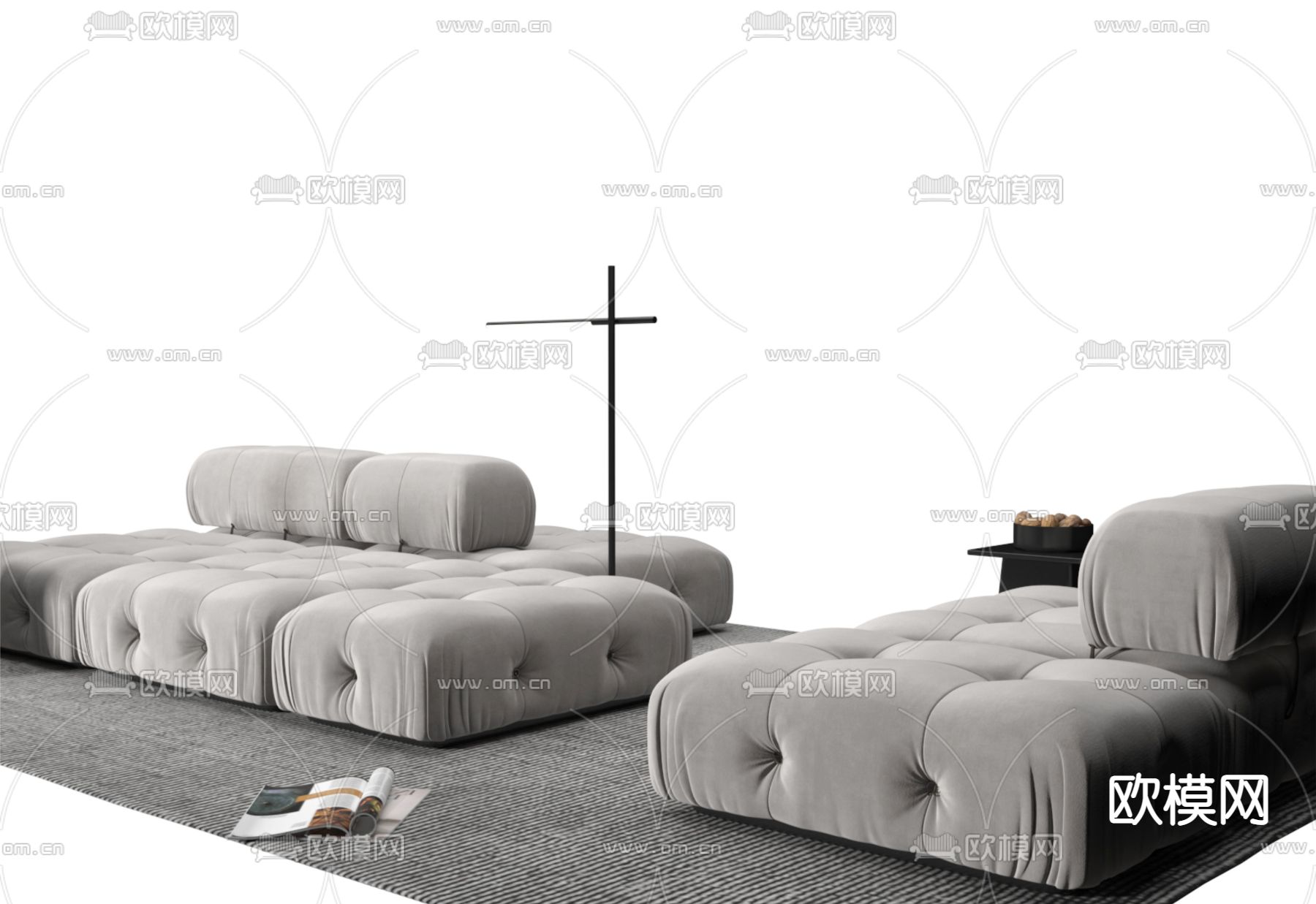 现代组合沙发3d模型下载（渲染图2）