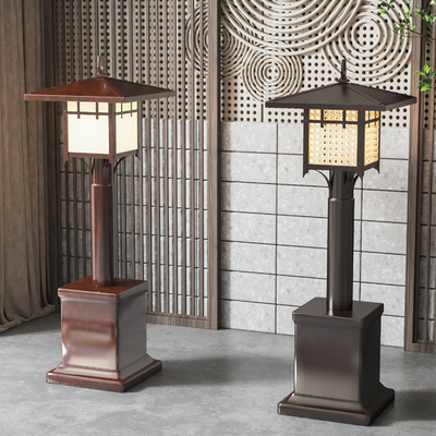  新中式户外灯su模型 