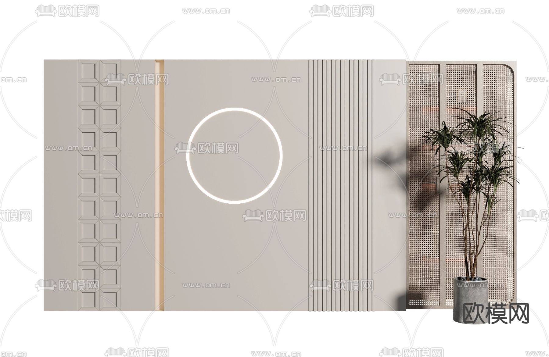 沙发背景墙3d模型下载