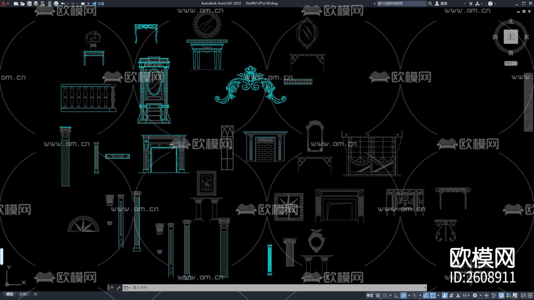 欧式部件CAD施工图下载