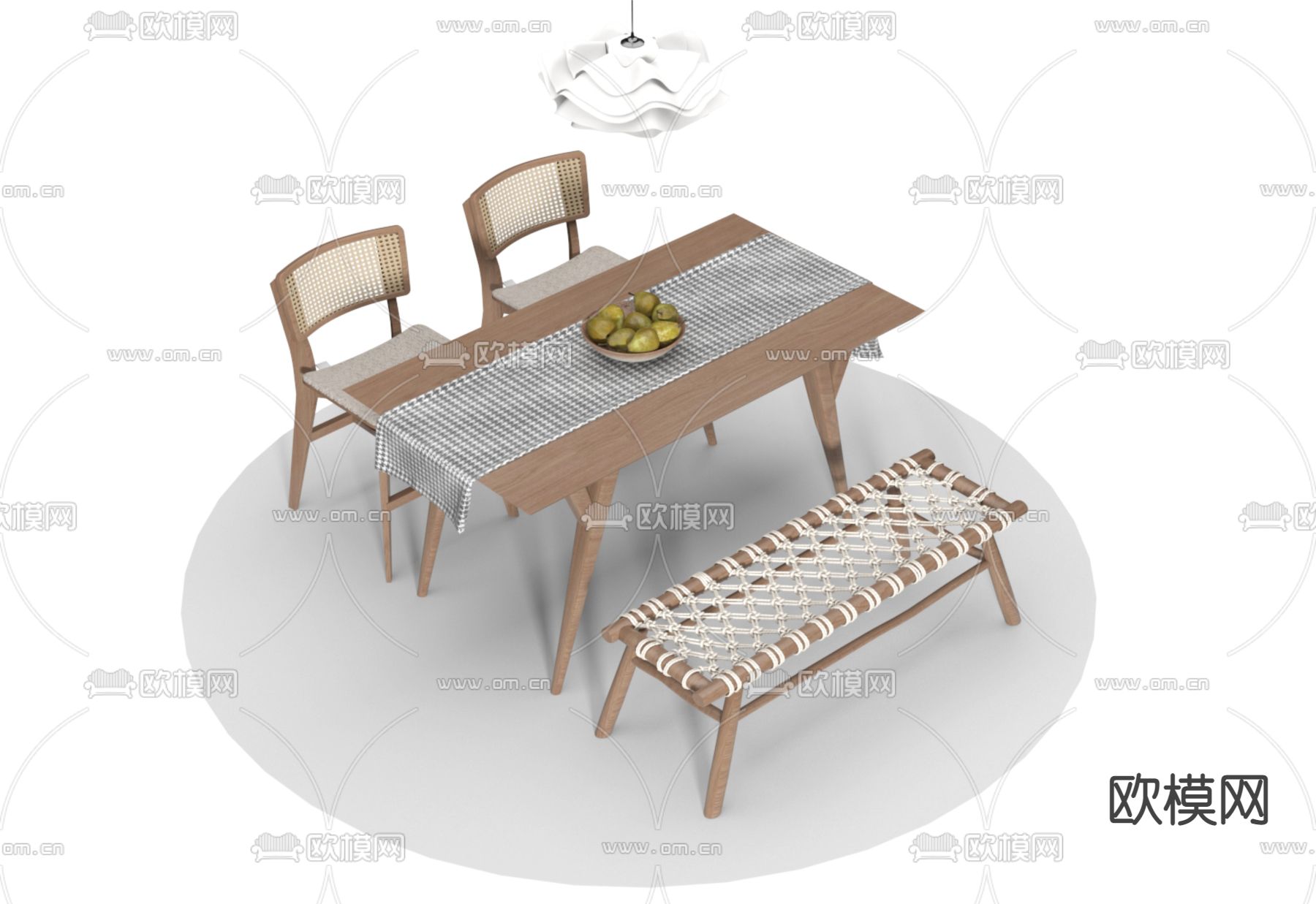 北欧餐桌椅3d模型下载（渲染图2）