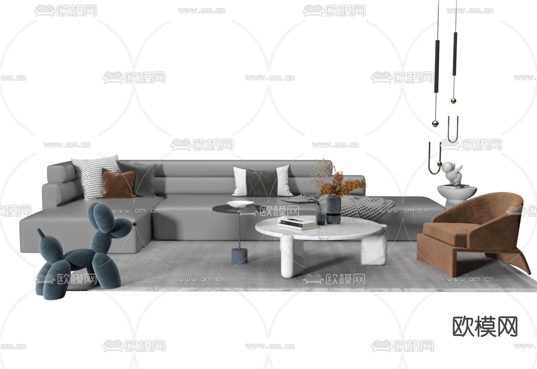 北欧组合沙发3d模型下载（渲染图2）