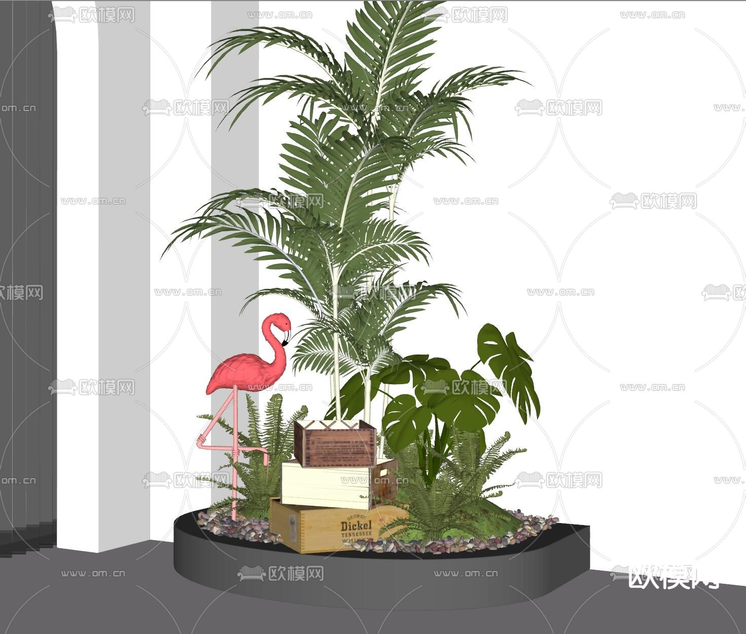 北欧室内景观造景su模型下载（渲染图2）