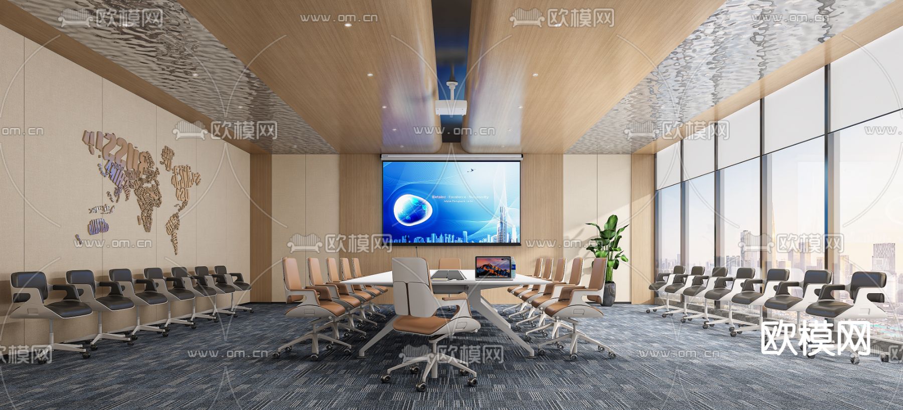 现代会议室3d模型下载