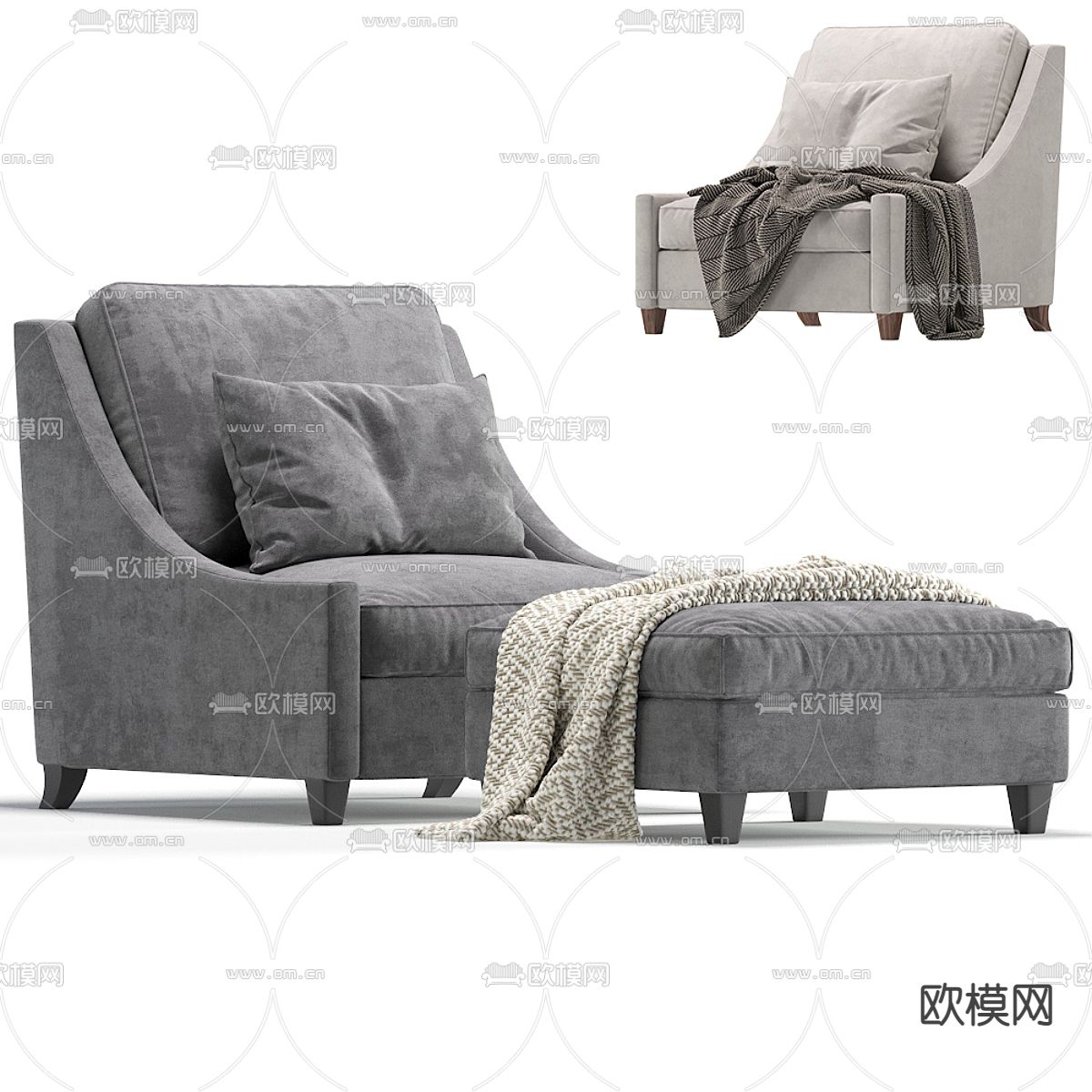 现代沙发 单人沙发3d模型下载（渲染图1）