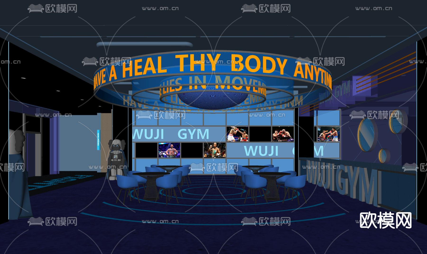 现代健身房su模型下载（渲染图2）