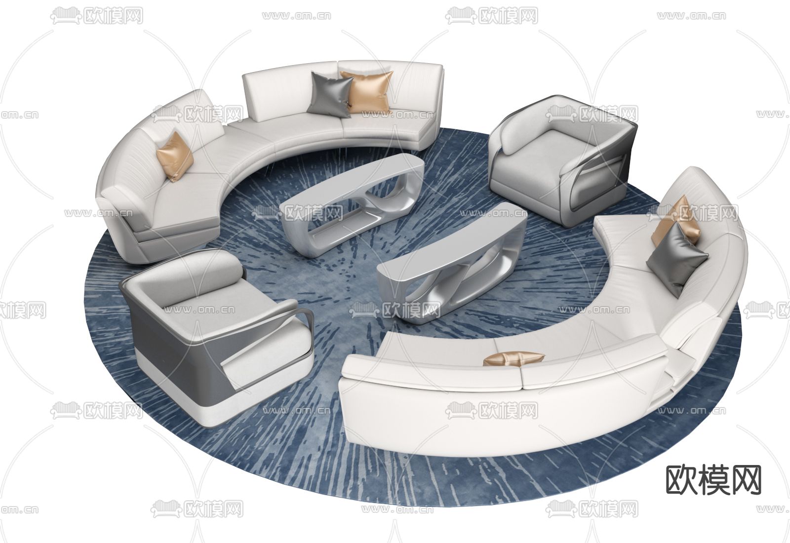 弧形沙发 商务沙发 办公沙发3d模型下载（渲染图1）