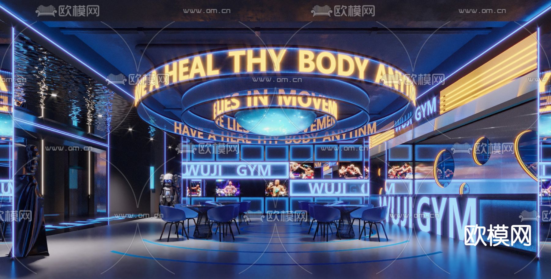 现代健身房su模型下载（渲染图1）