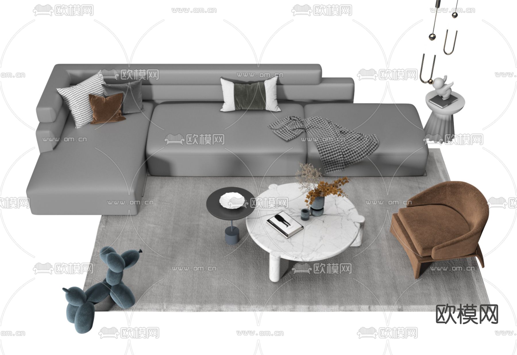 北欧组合沙发3d模型下载（渲染图1）