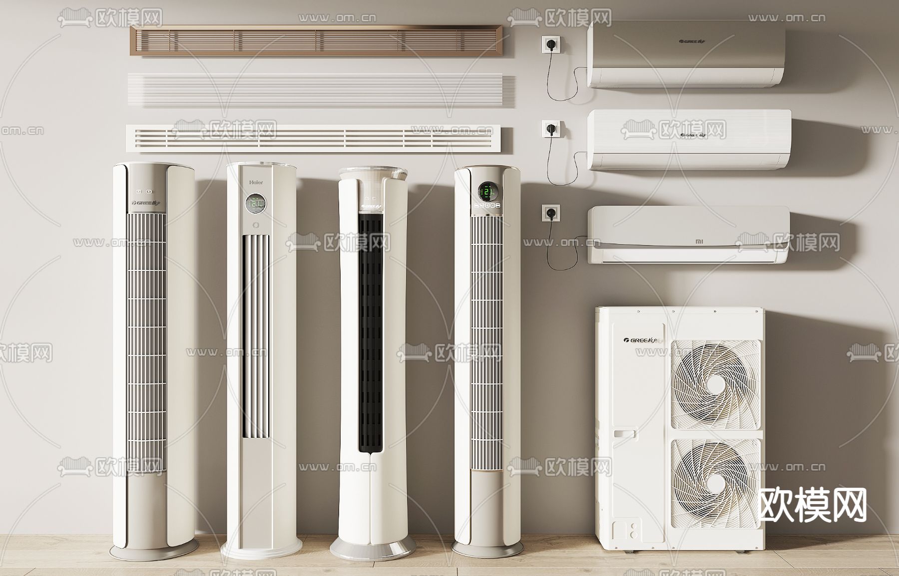 立式空调 空调外机 出风口3d模型下载