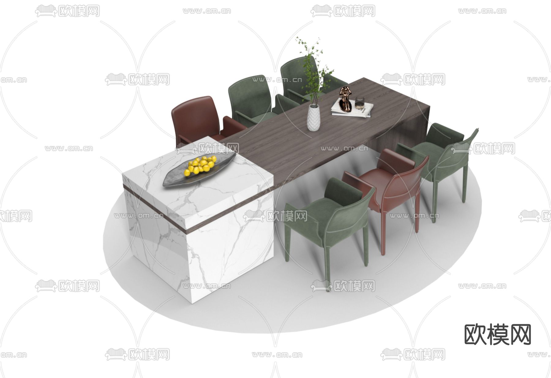 现代餐桌椅3d模型下载（渲染图1）