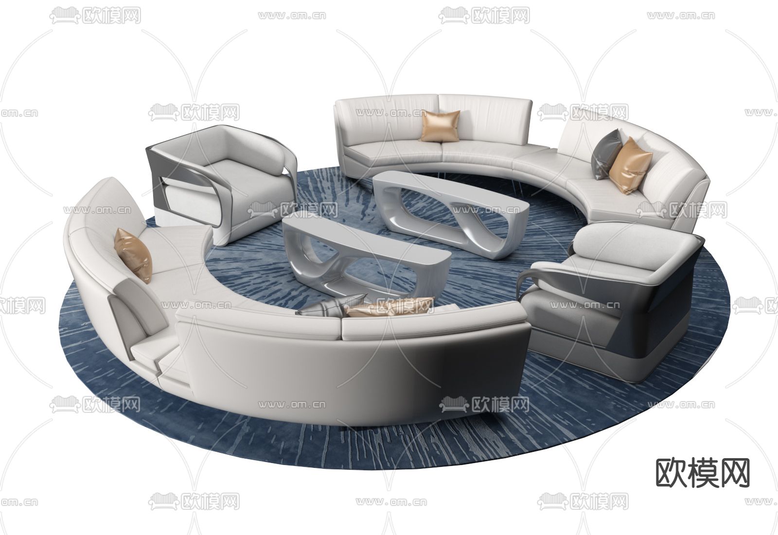 弧形沙发 商务沙发 办公沙发3d模型下载（渲染图2）