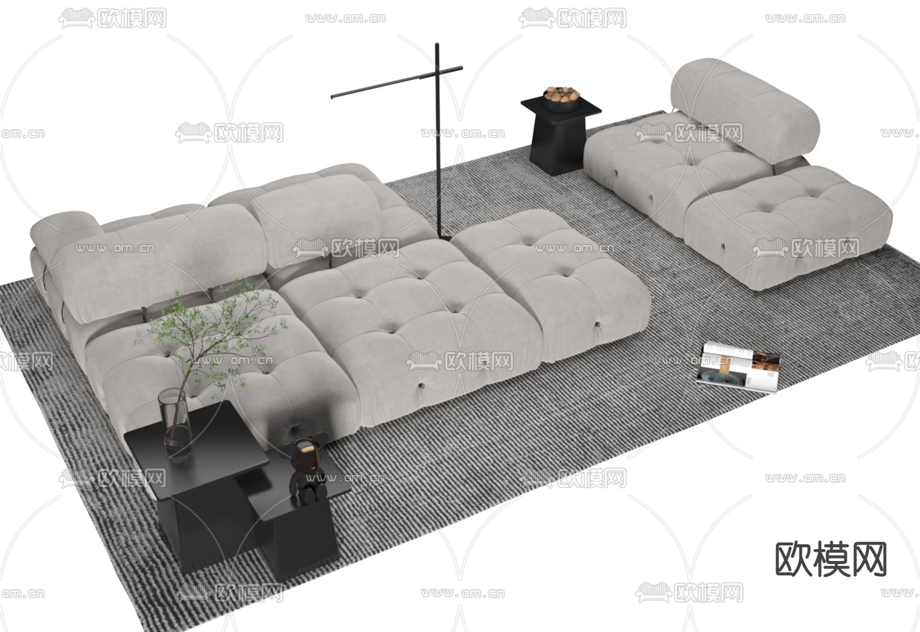 现代组合沙发3d模型下载（渲染图1）