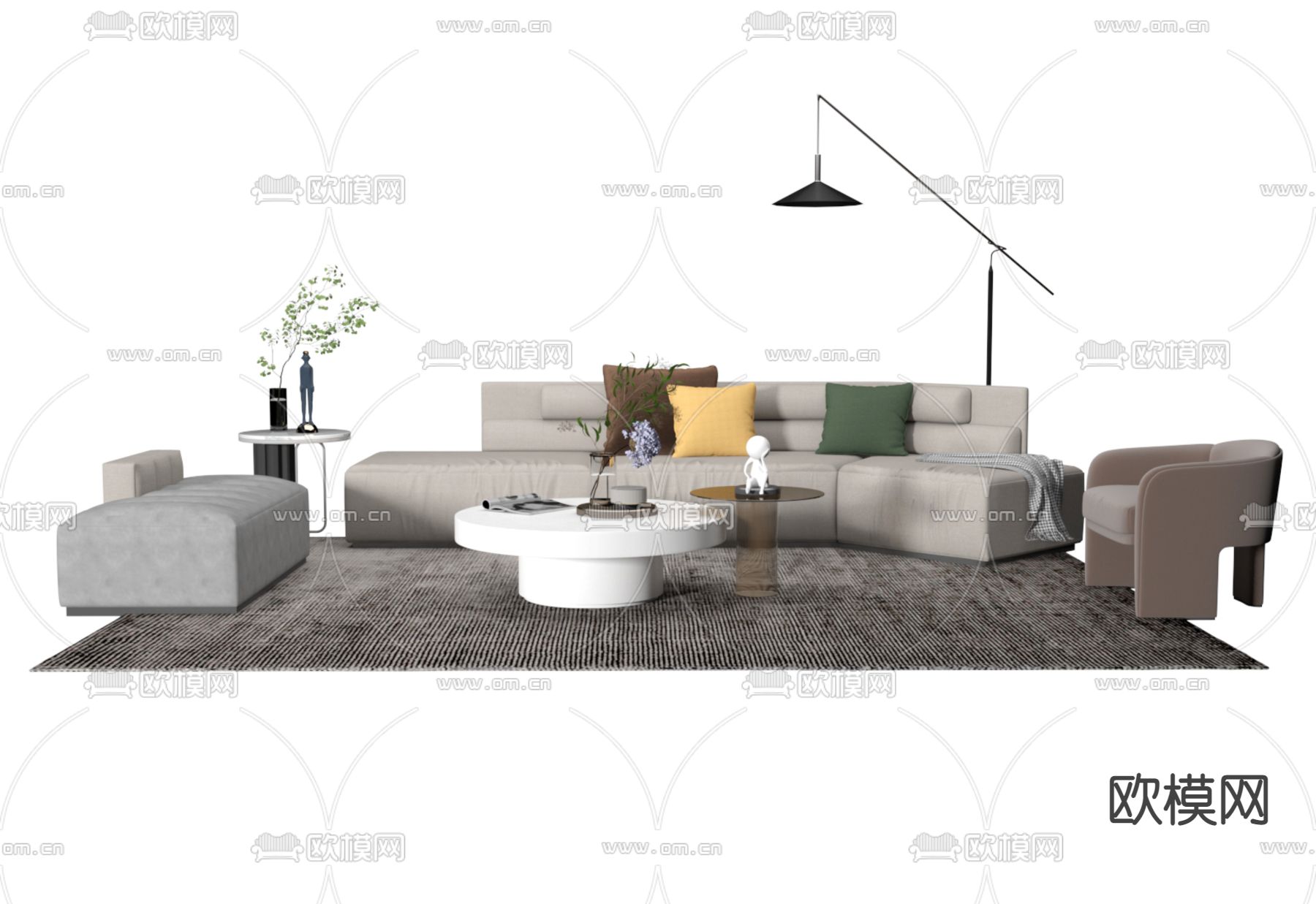 组合沙发3d模型下载_ID14055785_3dmax免费模型-欧模网