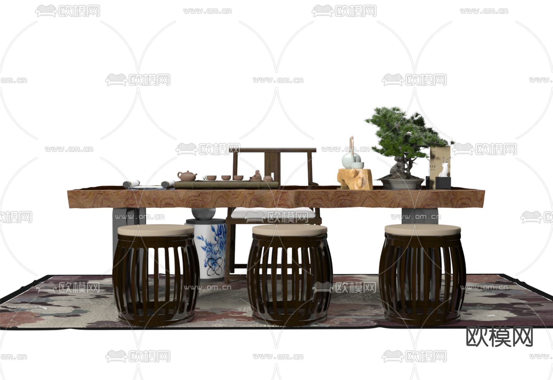现代茶桌 茶台3d模型下载（渲染图2）