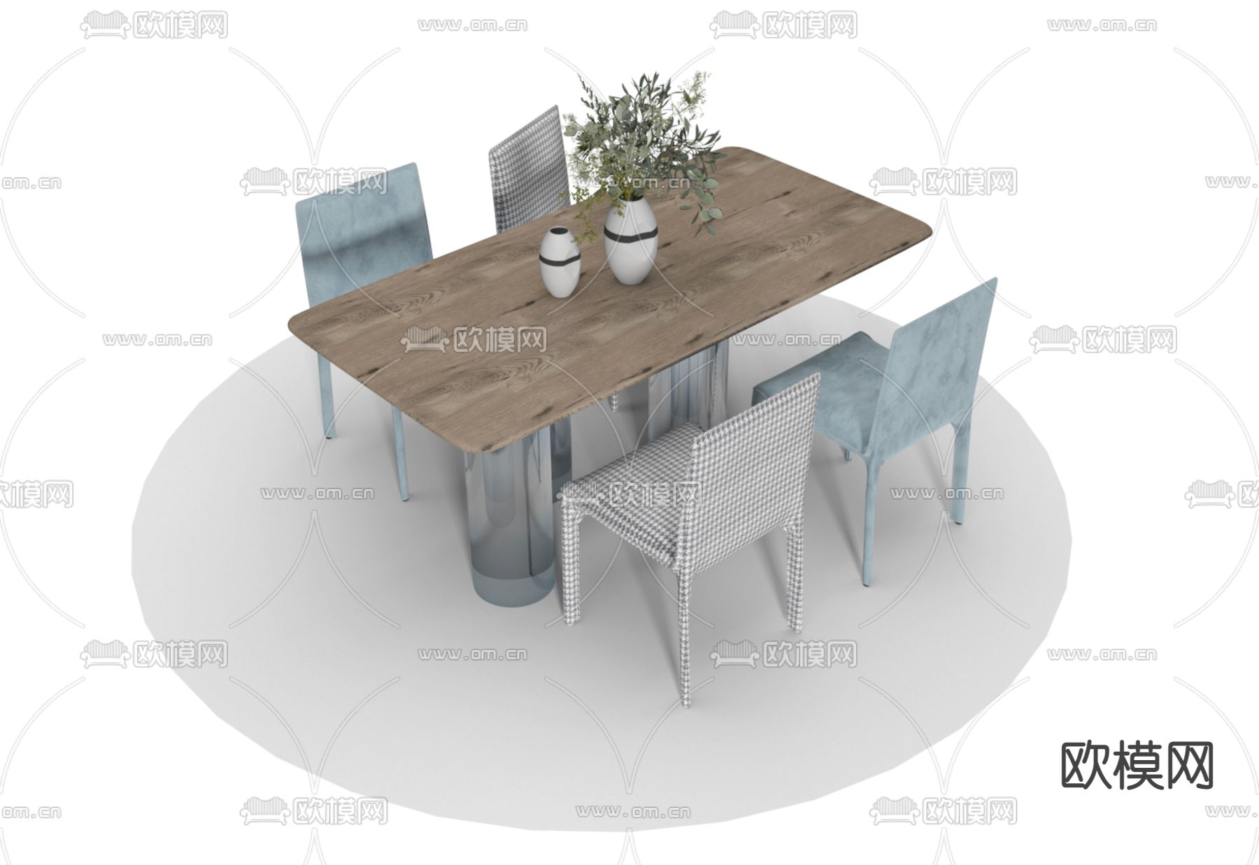 北欧餐桌椅3d模型下载（渲染图1）
