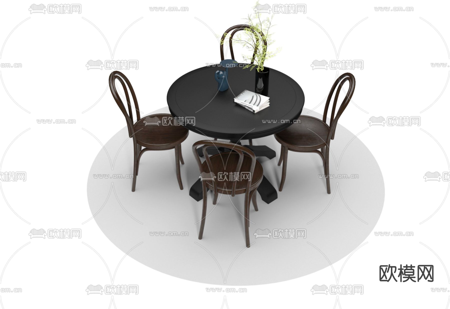 中古风桌椅 休闲桌椅3d模型下载（渲染图2）