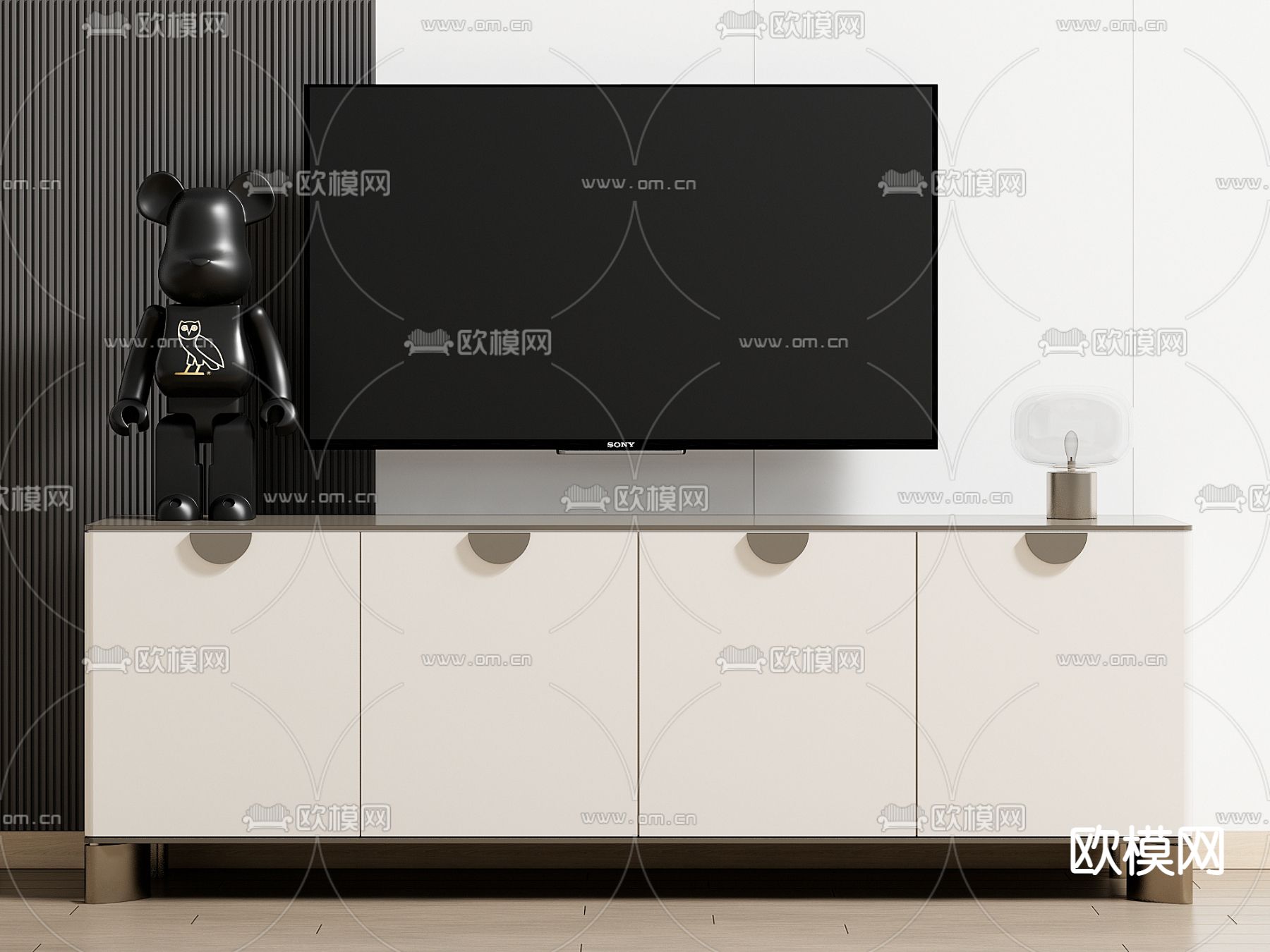 现代电视柜su模型下载（渲染图1）