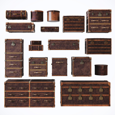  现代皮箱 储物箱su模型 