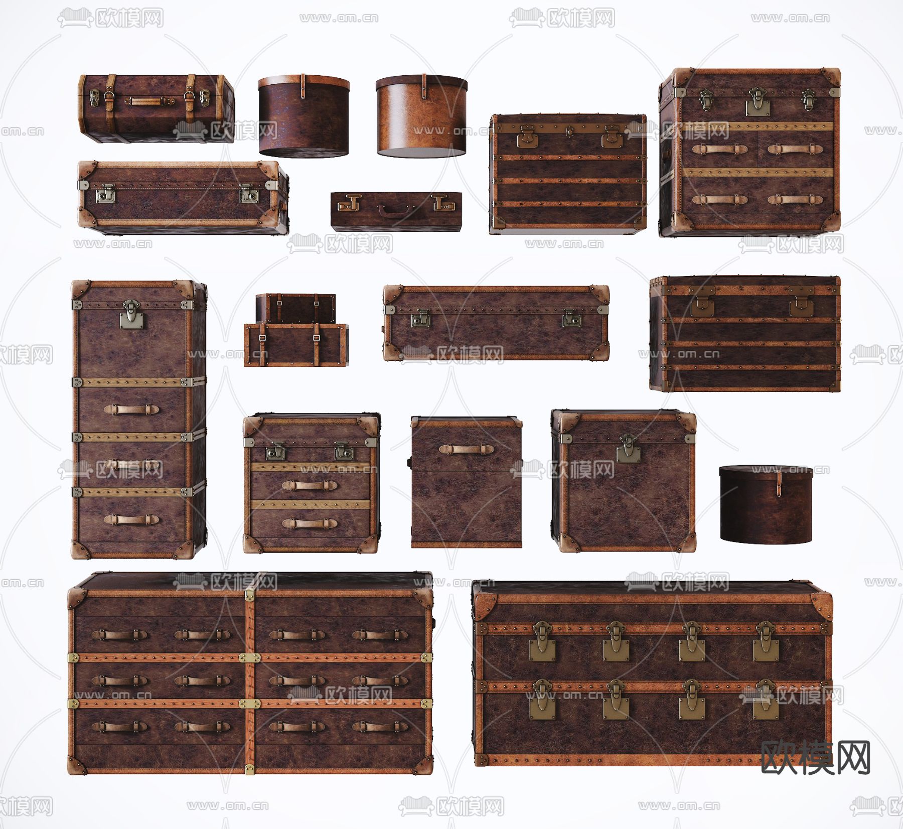 现代皮箱 储物箱su模型下载（渲染图1）