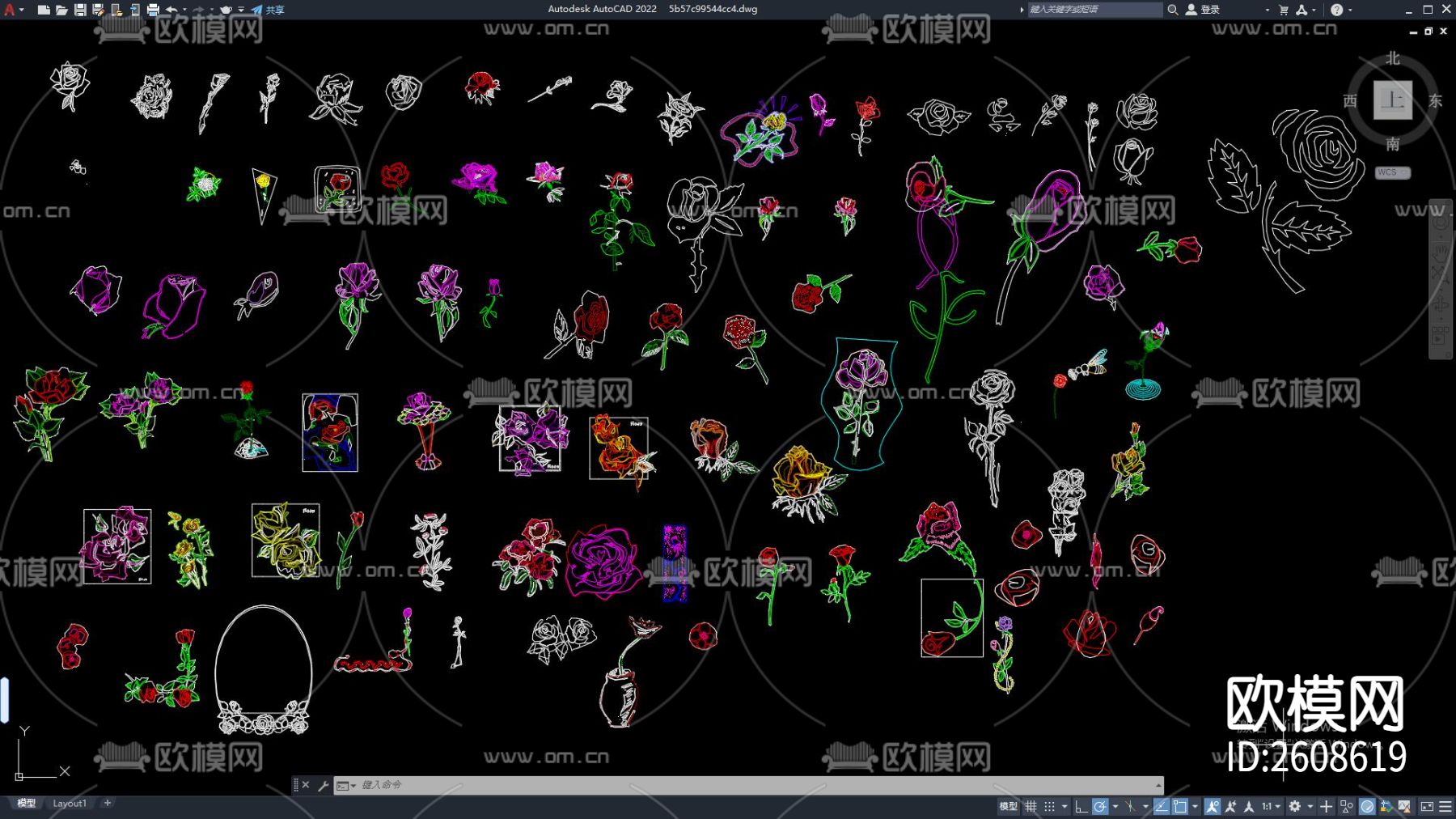 中式花卉CAD施工图下载