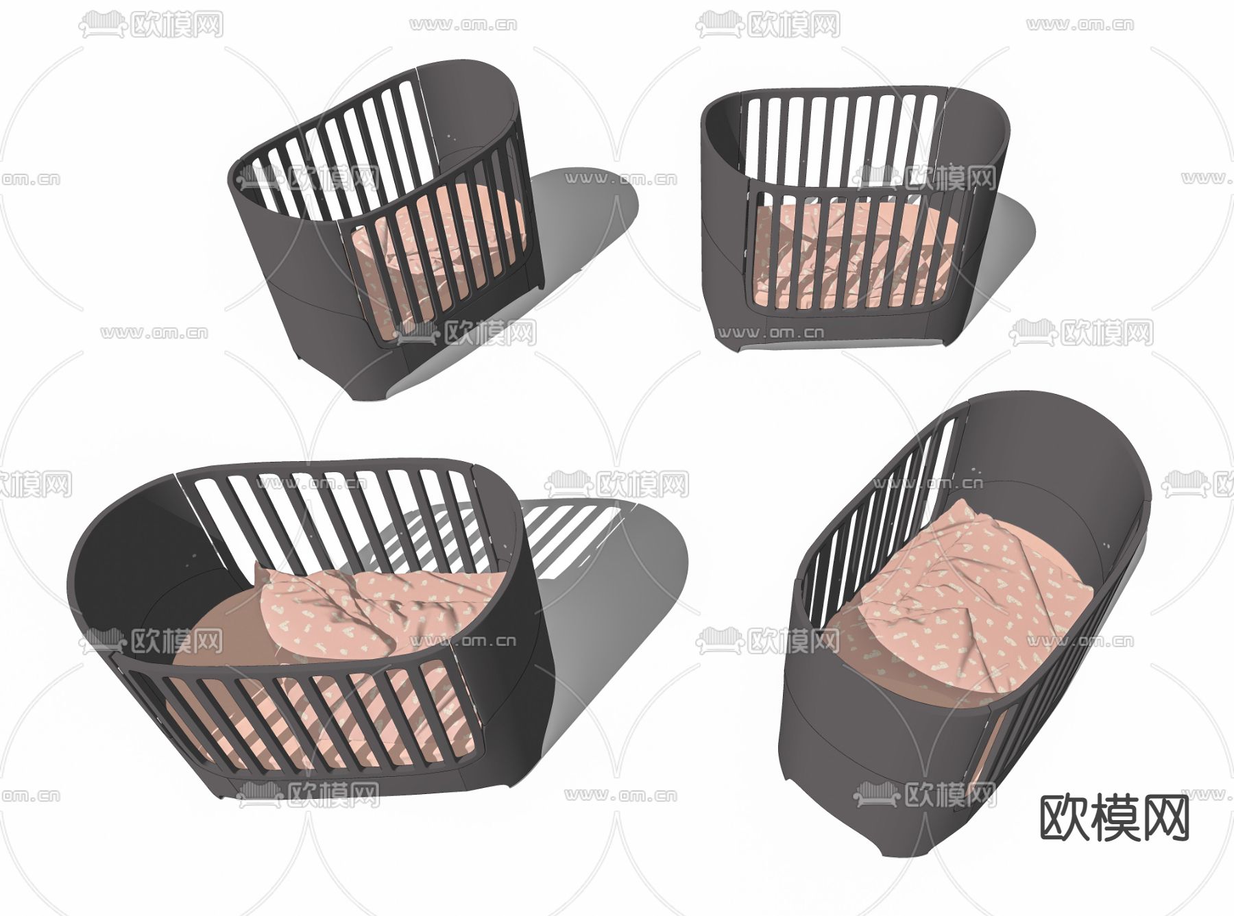 cot by leander 婴儿床su模型下载（渲染图2）