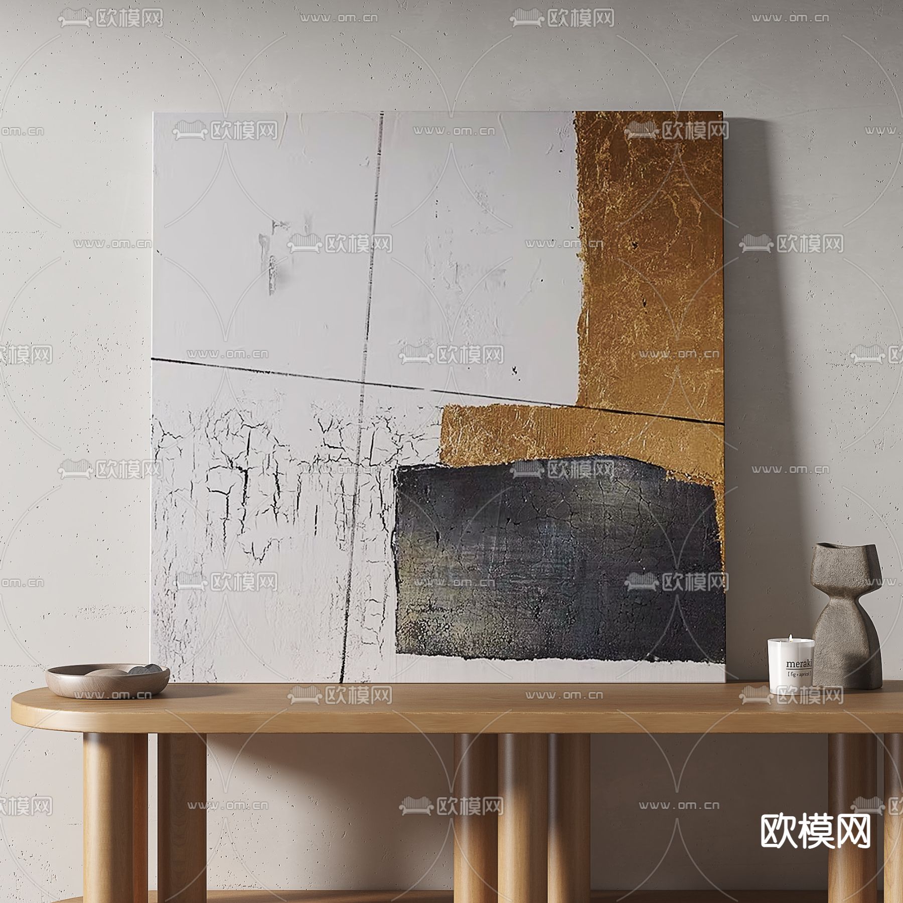 现代装饰画 抽象画 挂画3d模型下载_ID14057626_3dmax免费模型-欧模网