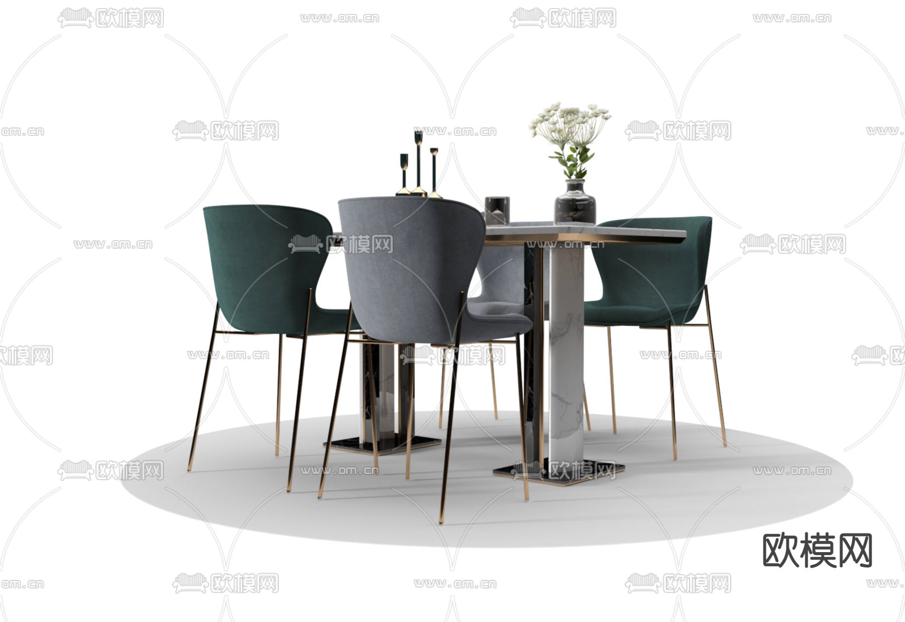 北欧餐桌椅3d模型下载