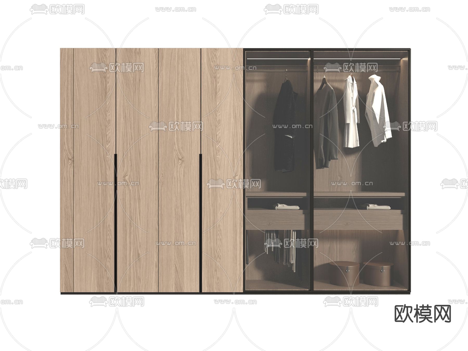 侘寂风衣柜 衣橱3d模型下载